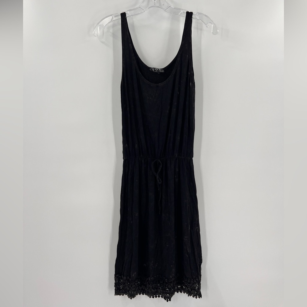 POL clothing black tank dress black tie waist washed black